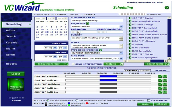 VC Wizard scheduling screen